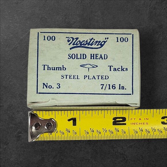 Lot of 6 Vintage Noesting Thumb Tacks Original Box West Germany USA Steel Read - Picture 8 of 9